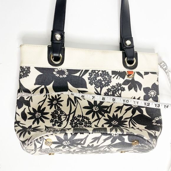 SPARTINA 449 Privateer Day Leather TOTE black white floral leather - Picture 5 of 7